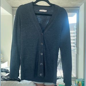 Tory Burch Grey Simone Merino Wool Cardigan